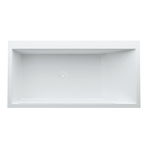 [1610C0162] Baignoire KARTELL LAUFEN 170 x 86 x 44 cm, coulée minérale, modèle à encastrer, installation angle à gauche, inclinaison dosseret à droite, commande tactile pour rainure de trop-plein illuminée sur le côté long et plage de robinetterie sur le côté opposé, vidage de baignoire système Clic-Clac, piètement et jeu de fixation au sol, standard, blanc