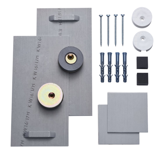[1617C0544] Fixation à bouton-poussoir pour miroir - set pour surface de miroir jusqu'à 0.8 m2, pas monté