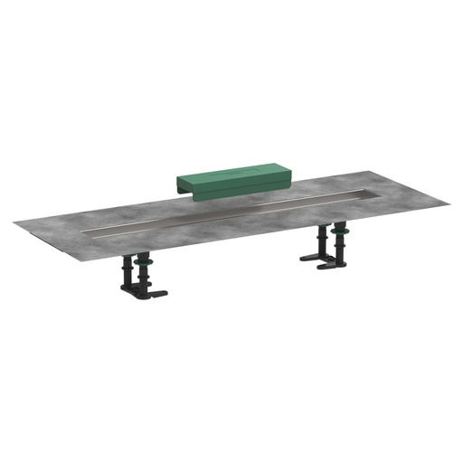[1620C1758] Set d'installation UBOX UNIVERSAL MATCH 70 cm, pour rigole de douche RainDrain Rock/Match rigole en acier inoxydable natte d'étanchéité prémontée pieds réglables, sans corps à encastrer 01000180/01001180/01002180