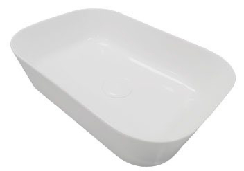 [1616C4152] Vasque à poser BLADE 18 carrée - bord arrondi, en céramique, 55x38 cm H. 15.5 cm sans trop-plein, sans bonde, blanc brillant