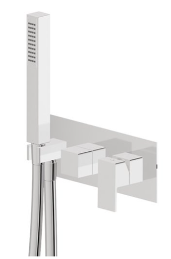 [1621H0921] Robinetterie murale 2 sorties ERGO-Q bain, douche avec plaque de recouvrement, sans corps à encastrer 31030, chromé