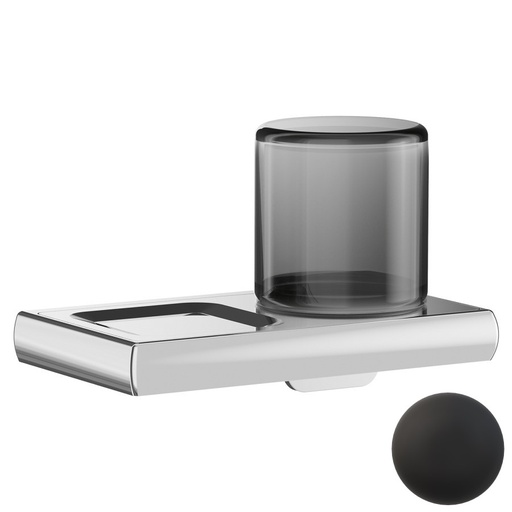 [1690C1476] Distributeur de savon avec tablette CLAIRE distributeur de savon à droite, verre fumé, noir mat