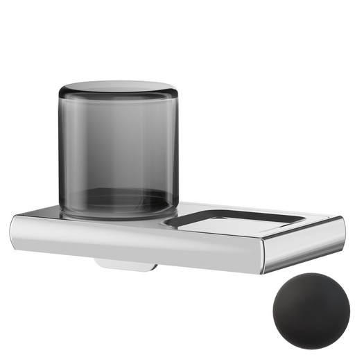 [1690C1479] Distributeur de savon avec tablette CLAIRE distributeur de savon à gauche, verre fumé, noir mat