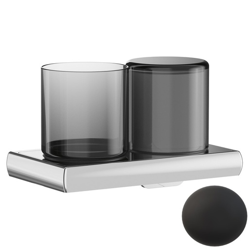 [1690C1486] Distributeur de savon/Porte-verre CLAIRE, verre fumé, noir mat