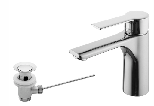 [1621H0924] Mélangeur de lavabo MAST, S 123 mm Hauteur jusqu'à l'aérateur 97 mm avec vidage excentrique et bonde, chromé