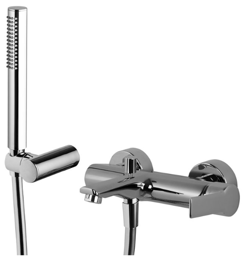 [1621H0934] Mélangeur de bain MAST écartement 153 mm sans raccords d'arrêt 1/2" x 3/4" avec douchette à main 1 jet et flexible 150 cm, chromé