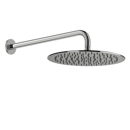 [1621C2187] Pomme de douche orientable EMPORIO anticalcaire, diamètre 300 mm, avec bras mural de 368 mm, finition 238 Mirror Steel