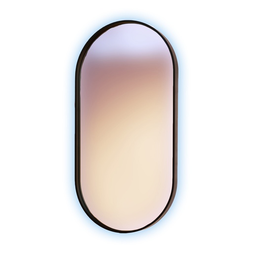 [1617C0560] Miroir oval SPECTRAL LED H 90 x L 45 x E 6.2 cm avec cadre aluminium noir mat, interrupteur tactile ON/OFF, lumière dimmable 2700 K à 6500 K, anti-buée, sans prise