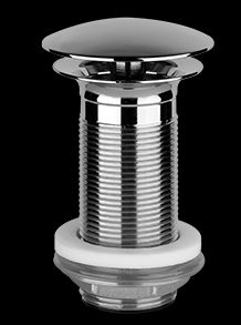 [1621C1876] Vidage Diam. 63 mm, capuchon 72 mm, EMPORIO, G 1-1/4", H 100 mm, toujours ouvert, sans trop-plein, 706 Black Metal PVD