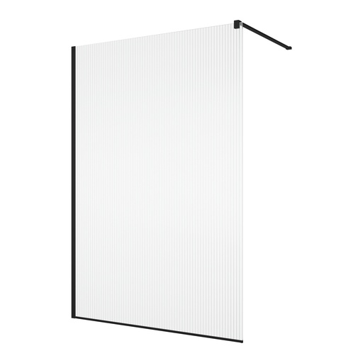 [1613C0484] Paroi fixe WALK-IN EASY avec profilé mural de compensation - largeur 100 cm - H 200 cm - finition noir mat - verre Sécurit 8 mm - noir mat - Décor LINA