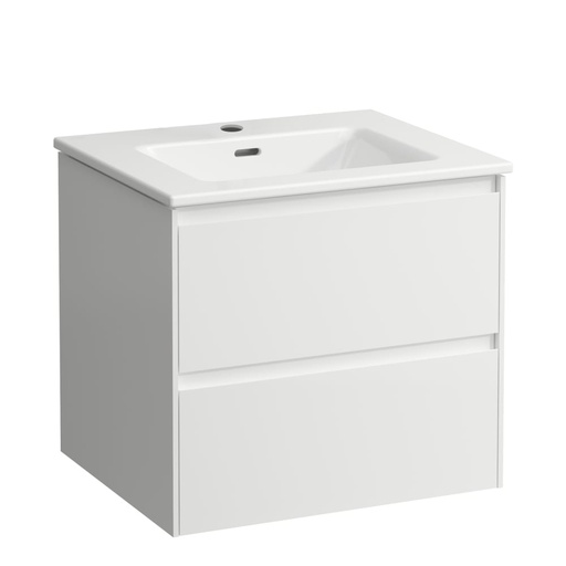 [1616C4182] Meuble avec lavabo Pack LUA Slim 60,0 x 52,5 x 45,5 cm élément à 2 tiroirs lavabo avec trop-plein inclus, 1 trou robin., standard, blanc mat