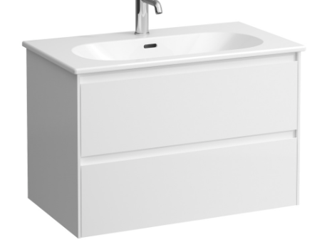 [1616C4183] Meuble avec lavabo Pack LUA Slim 80,0 x 52,5 x 45,5 cm élément à 2 tiroirs lavabo avec trop-plein inclus, 1 trou robin., standard, blanc mat