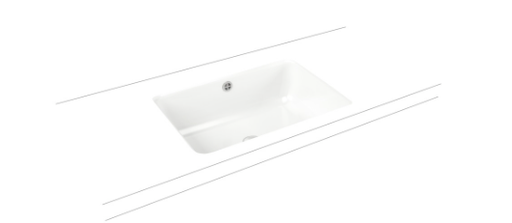 [1624C0787] Lavabo à encastrer Cayono 59,6 x 42,6 x 17,3 cm, acier avec trop-plein, encastrement par dessous, sans trou robin., cleaneffect, standard, blanc