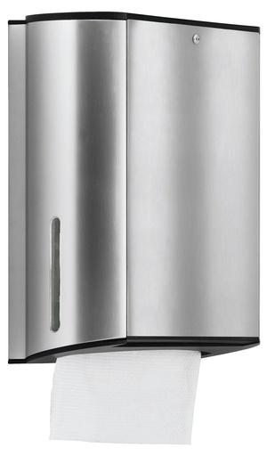 [1690C1585] Distributeur essuie-mains Plan L 32,1 cm, H 37,3 cm, P 14 cm, chromé