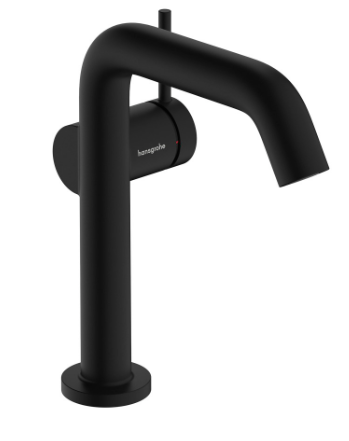 [1621C1966] Mélangeur de lavabo TECTURIS S 150 Fine S 139 mm, goulot fixe hauteur d'écoulement 151 mm EcoSmart+, CoolStart - eau froide par position de levier au milieu, avec vidage Push-Open, débit 4 l/min, noir mat