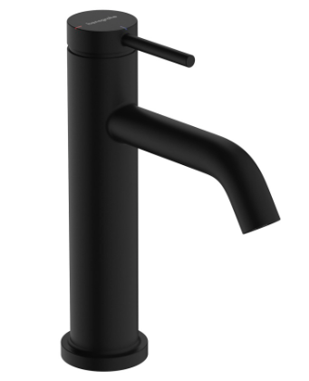 [1621C1994] Mélangeur de lavabo TECTURIS S 110, S 116 mm, goulot fixe hauteur d'écoulement 105 mm EcoSmart+, CoolStart - eau froide par position de levier au milieu, sans garniture d'écoulement, débit 4 l/min, noir mat