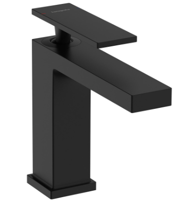 [1621C2015] Mélangeur de lavabo TECTURIS E 110, S 144 mm, goulot fixe hauteur d'écoulement 117 mm EcoSmart+, sans garniture d'écoulement, débit 4 l/min, noir mat