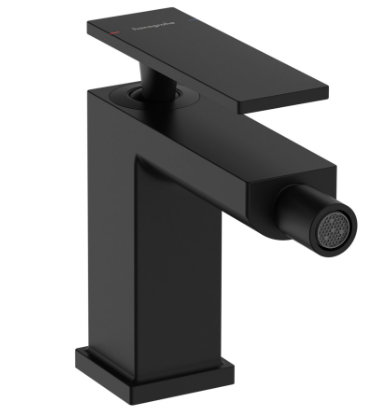 [1621C2023] Mélangeur de bidet Tecturis E - S 149 mm, goulot fixe hauteur d'écoulement 101 mm avec vidage excentrique, noir mat