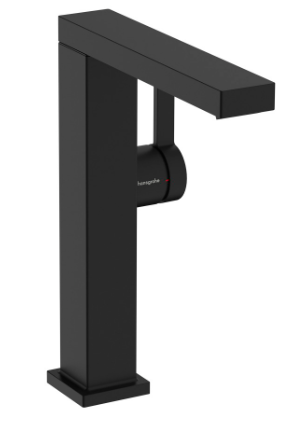 [1621C2039] Mélangeur de lavabo TECTURIS E 210 Fine S 157 mm, goulot orientable hauteur d'écoulement 211 mm EcoSmart+, CoolStart - eau froide par position de levier au milieu, avec vidage Push-Open, débit 4 l/min, noir mat