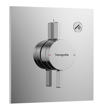 [1621C2081] Mélangeur de douche DUOTURN E UP, set de montage final 15,5 x 15,5 cm, pour commander 1 fonction, débit 26 l/min sans corps à encastrer 757 049, chromé