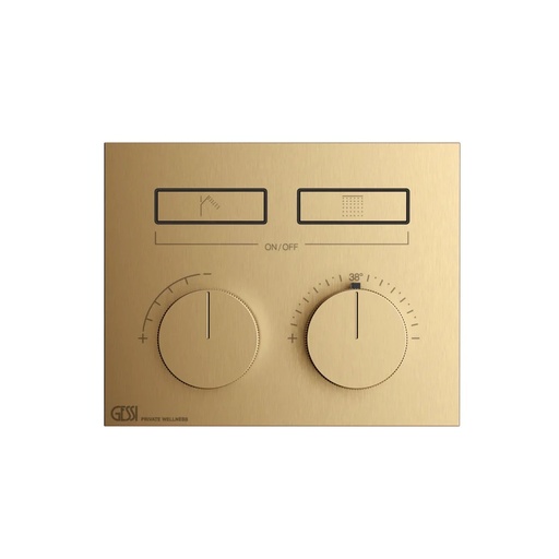 [1621C2122] Partie apparente pour mitigeur thermostatique HI-FI Compact deux fonctions avec touche on/off, sans corps à encastrer 63001 - 727 Brass Brushed PVD