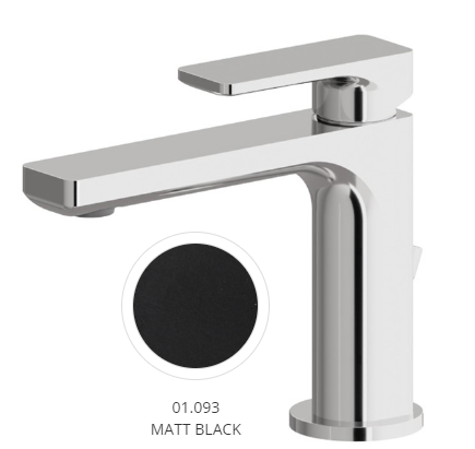 [1621H0943] Mélangeur de lavabo B-EASY S 125 mm, avec vidage et bonde, débit 5 l/min, noir mat