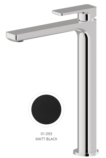 [1621H0949] Mélangeur de lavabo B-EASY S 165 mm, version haute Hauteur 252 mm jusqu'à l'aérateur sans vidage, débit 5 l/min, noir mat