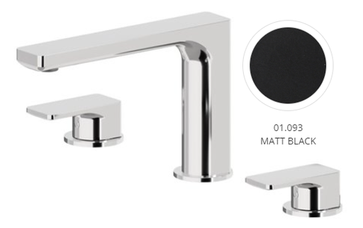 [1621H0951] Mélangeur de lavabo à 3 trous B-EASY S 165 mm sans vidage, débit 5 l/min, noir mat