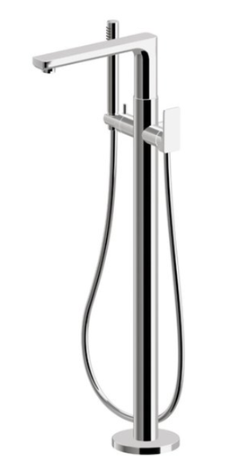 [1621H0968] Partie apparente pour mitigeur bain-douche sur pied B-EASY hauteur saillie 818 mm avec douchette et flexible, débit 5 l/min, sans corps à encastrer Nr. 27819, chromé