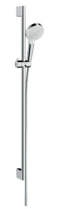 [1621C2222] Garniture de douche CROMETTA 100, Vario EcoSmart, Quick Clean, Rain/IntenseRain glissière 90 cm tuyau de douche 160 cm débit 9 l/min, chromé - blanc
