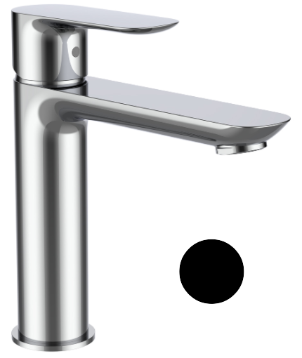 [1621M0874] Mélangeur de lavabo SQUARE S 130 mm, goulot fixe Ecototal+, eau froide par position du levier au milieu avec vidage 2 en 1 "Clic Clac" et "ouvert", débit 4.5 l/min., groupe acoustique II, classe d'énergie A, PVD noir mat