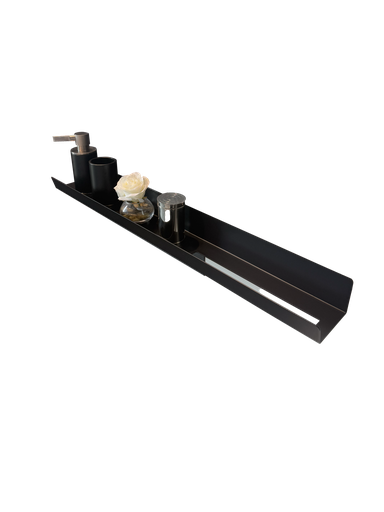 [1616C4308] Porte-serviette Towel Rail, dimension 90x12.5x7.5 cm, espace de rangement, serviette à droite, en métal laqué Noir mat