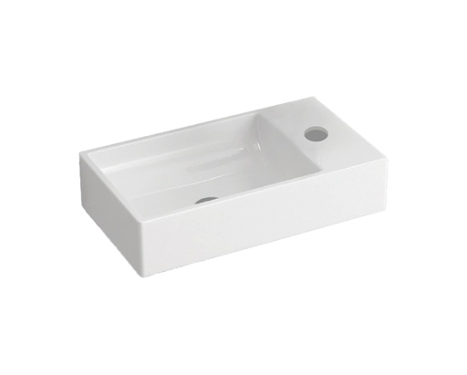 [1624C0954] Lave-mains mural Argos 46 x 26 x 10,5 cm, céramique sans trop-plein, 1 trou à droite, standard, blanc