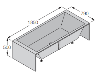[1612C0034] Baignoire BOFFI SWIM C - dimension 185x79x50 cm, fournie avec bonde chromée et siphon, finition : Cristalplant blanc