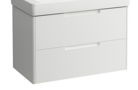 [1616C4423] Elément inférieur JUNA 82 x 51.5 x 44.5 cm élément de tiroir, 2 tiroirs pour lavabo 85 cm H810867, standard, façade rainurée, blanc mat