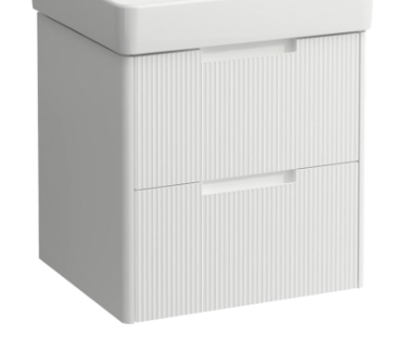 [1616C4433] Elément inférieur JUNA 52 x 51.5 x 44.5 cm élément de tiroir, 2 tiroirs pour lavabo H810862, standard, façade rainurée, blanc mat