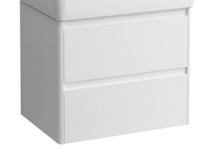 [1616C4435] Elément inférieur BASE 2.0 - 62 x 51.5 x 44.5 cm élément de tiroir, 2 tiroirs pour lavabo H810864, standard, façade rainurée, blanc mat