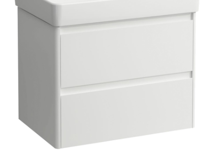 [1616C4436] Elément inférieur BASE 2.0 - 67 x 51.5 x 44.5 cm élément de tiroir, 2 tiroirs pour lavabo H810865, standard, façade rainurée, blanc mat