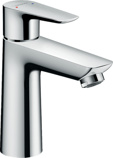 [1621C0873] Mélangeur de lavabo TALIS E 110, S 112 mm, goulot fixe débit 5 l/min, vidage excentrique, groupe acoustique I, classe énergétique A, chromé