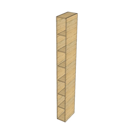 [1616C3738] Colonne élément haut ouvert H 1m60 Largeur 15 cm Prof. 27.3 cm, Finitions Dekorativo 3D à choix - 7 niches