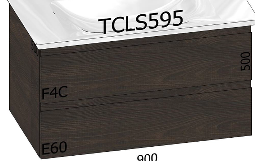 [1616C3705] Elément inférieur sous-lavabo, L90xH50xP50 cm, Caisson int. 10F-Nob.Grigio fumé, pour lavabo, plan Slim - Snap - Tak, 2 Tiroirs 25/25 cm- corps/faces mélaminé, Finitions Dekorativo 3D à choix, SYSTEM M1, poignées à choix