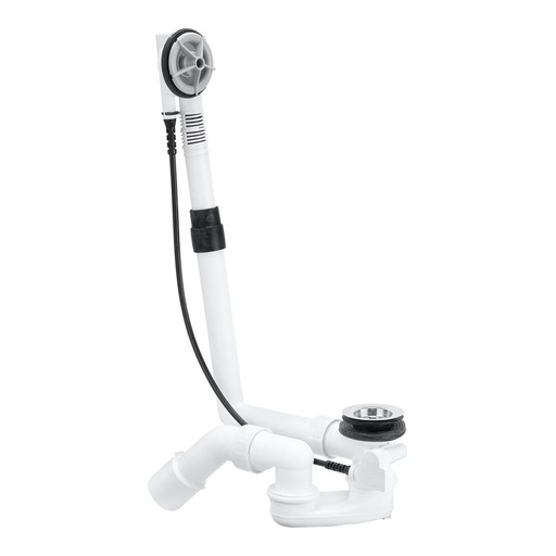 [1614C0254] Vidage de baignoire MULTIPLEX vidage excentrique 1 1/2" siphon, câble 54 cm aw 10-26 cm, hauteur 18-40 cm coude d'écoulement 40/50 mm pour baignoires normales capacité d'écoulement 52,2 l/min rétrocompatible