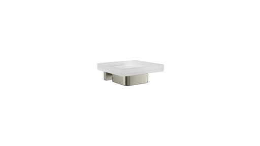 [1690C0298] Porte-savon mural LEA 1800 jatte en verre satiné, Nickel brossé