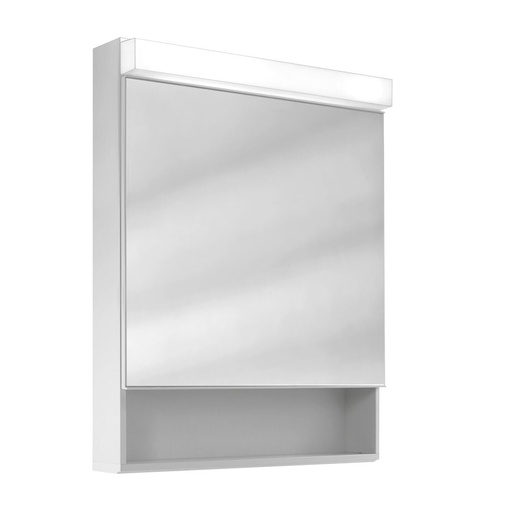 [1617M3725] Armoire de toilette LOWLINE LED, LOW 60/1/F/LED profil en aluminium 60 x 54/77 x 12/15,5 cm prise double en haut à droite ou à gauche, porte à double miroir, charnières à gauche ou à droite, niche ouverte LED 1 x 12 W, IP24