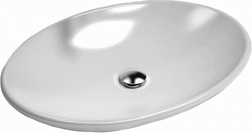 [1624C0559] Vasque à poser OVAL en céramique L 62 x P 45 x H 9 cm sans trop-plein, sans bonde, blanc