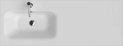 [1624C0610] Lavabo simple GHIBLI, 120x46x2 cm (L/P/H), vasque à gauche, trou de robinetterie, trop-plein, minéral marbre blanc mat