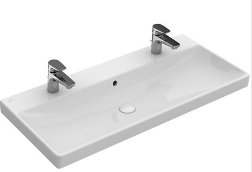 [1624S0071] Lavabo 100 x 47 cm, Avento  céramique pour meuble suspendu, avec trop-plein, 2 trous robin., standard, blanc