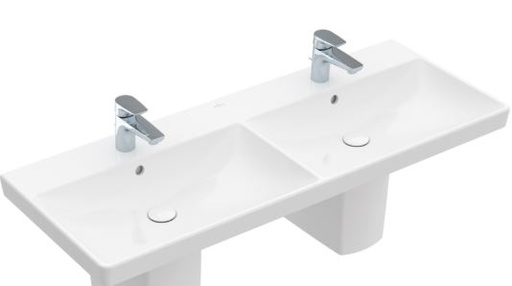 [1624S0083] Lavabo double 120 x 47 cm, Avento  céramique pour meuble suspendu, avec trop-plein, 2 trous robin., standard, blanc
