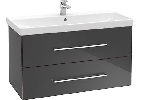 [1616S0150] Elément inférieur 98 x 51,4 x 45,2 cm, Avento pour lavabo 100 cm, Avento élément à 2 tiroirs, poignée selon collection, Arizona Oak