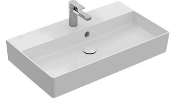 [1624C0203] Lavabo MEMENTO 2.0 80 x 47 cm, céramique avec trop-plein, côté inférieur poli, 1 trou robin., standard, blanc